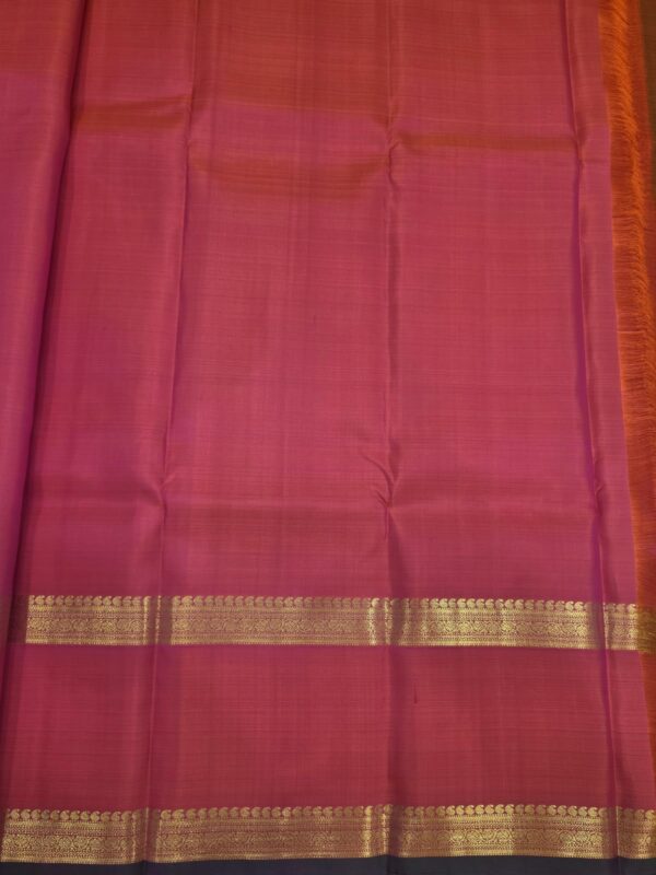Pure Silk Kanchipuram Saree Pink Gold Zari Border Butta Indian Wedding Sari - Image 5