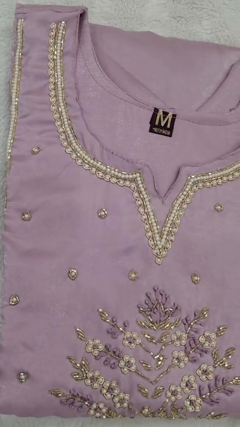 Women's Lavender 3 Piece Salwar Suit Embroidered Kurta Pant Dupatta - Image 10