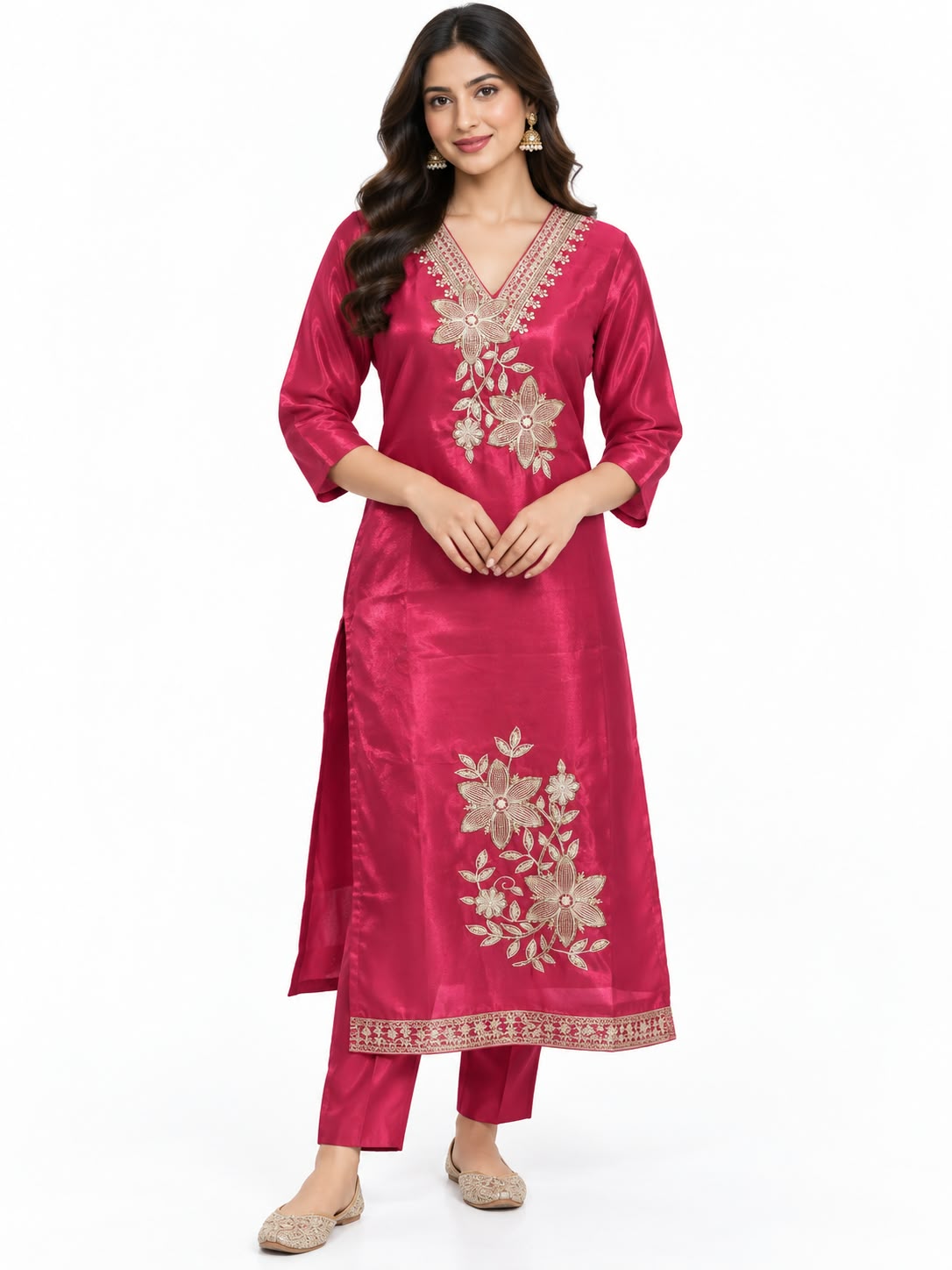 Red Indian Ethnic Salwar Suit Women Traditional Party Wedding Festive Wear - Image 1
