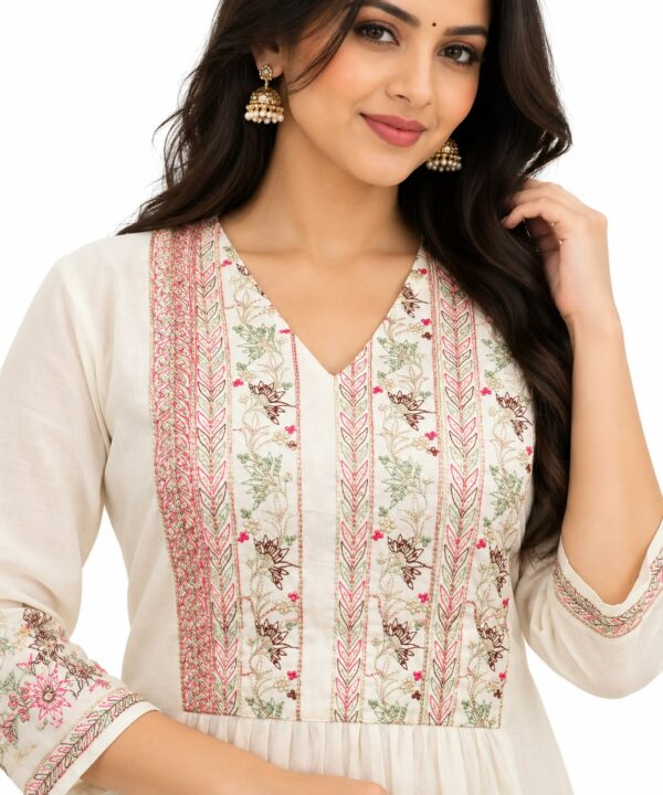 Women Mulchanderi 3 Piece Salwar Suit Indian Ethnic Kurta Pant Dupatta Set - Image 2