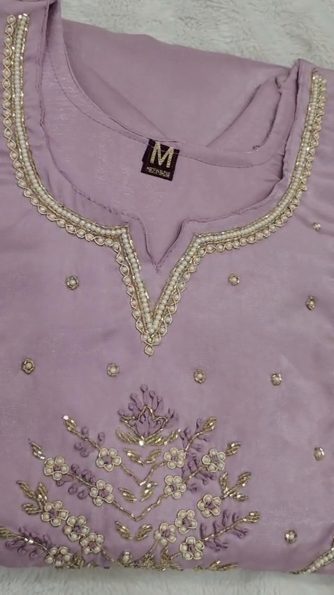 Women's Lavender 3 Piece Salwar Suit Embroidered Kurta Pant Dupatta - Image 8