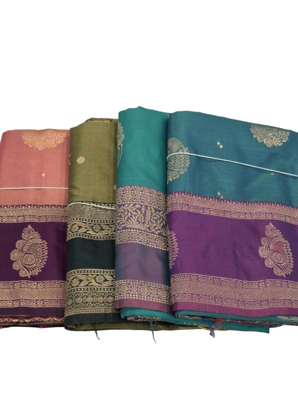Kanchipuram Style Semi Silk Saree Gap Border Zari Work Traditional Party Wear - Image 4